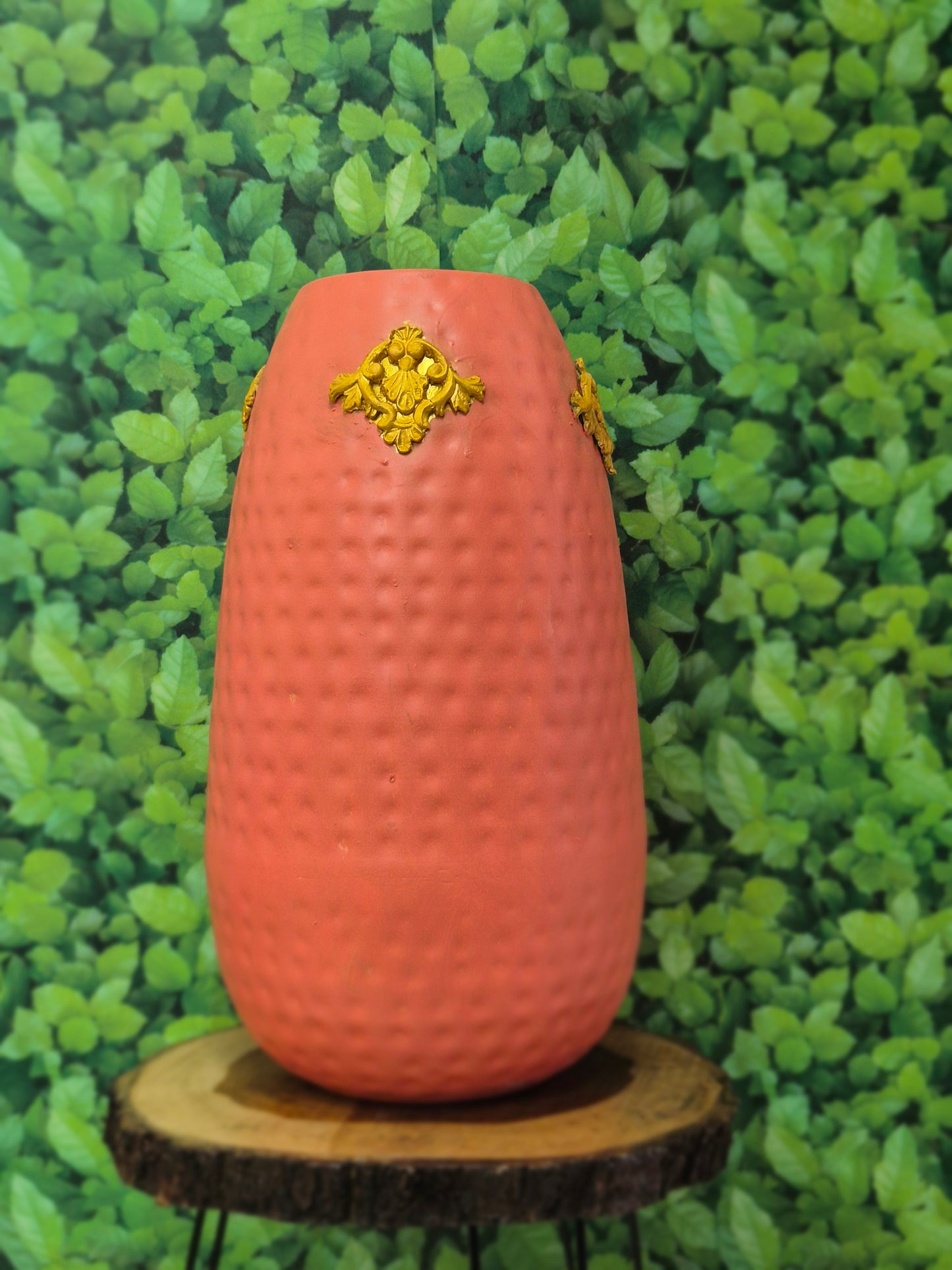 Blush & Baroque: Ornate Coral Vase