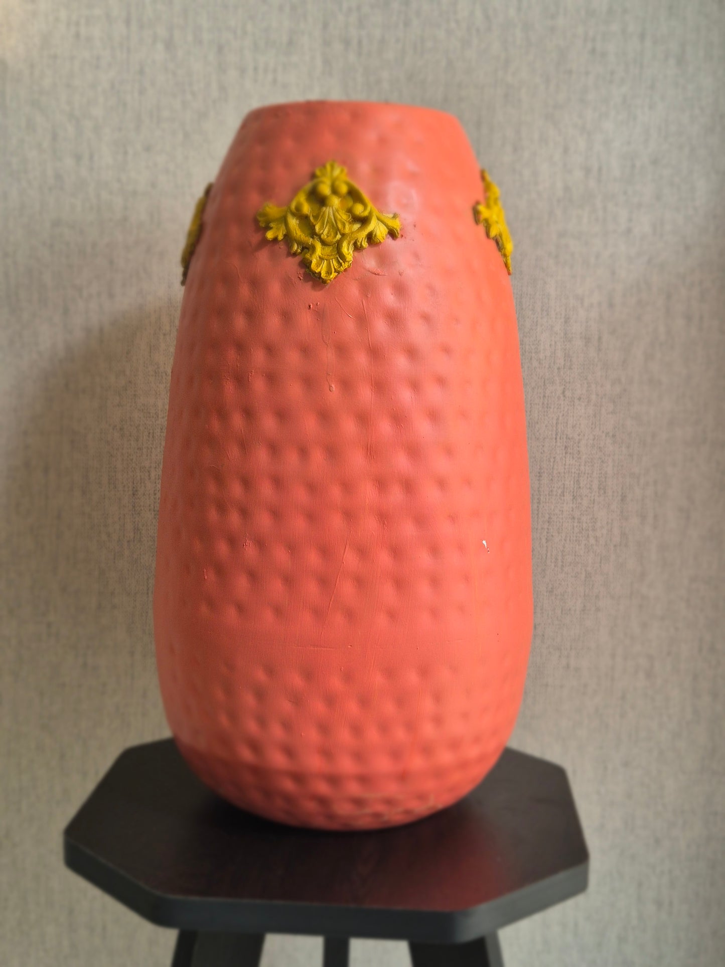 Blush & Baroque: Ornate Coral Vase