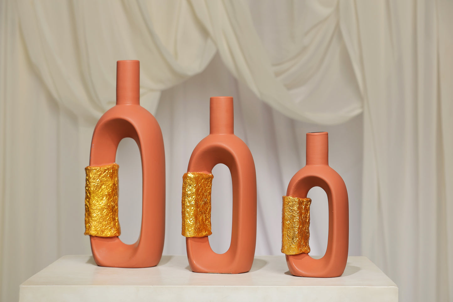 Sunset Gild – Set of 3 Boho Chic Home Décor Vases