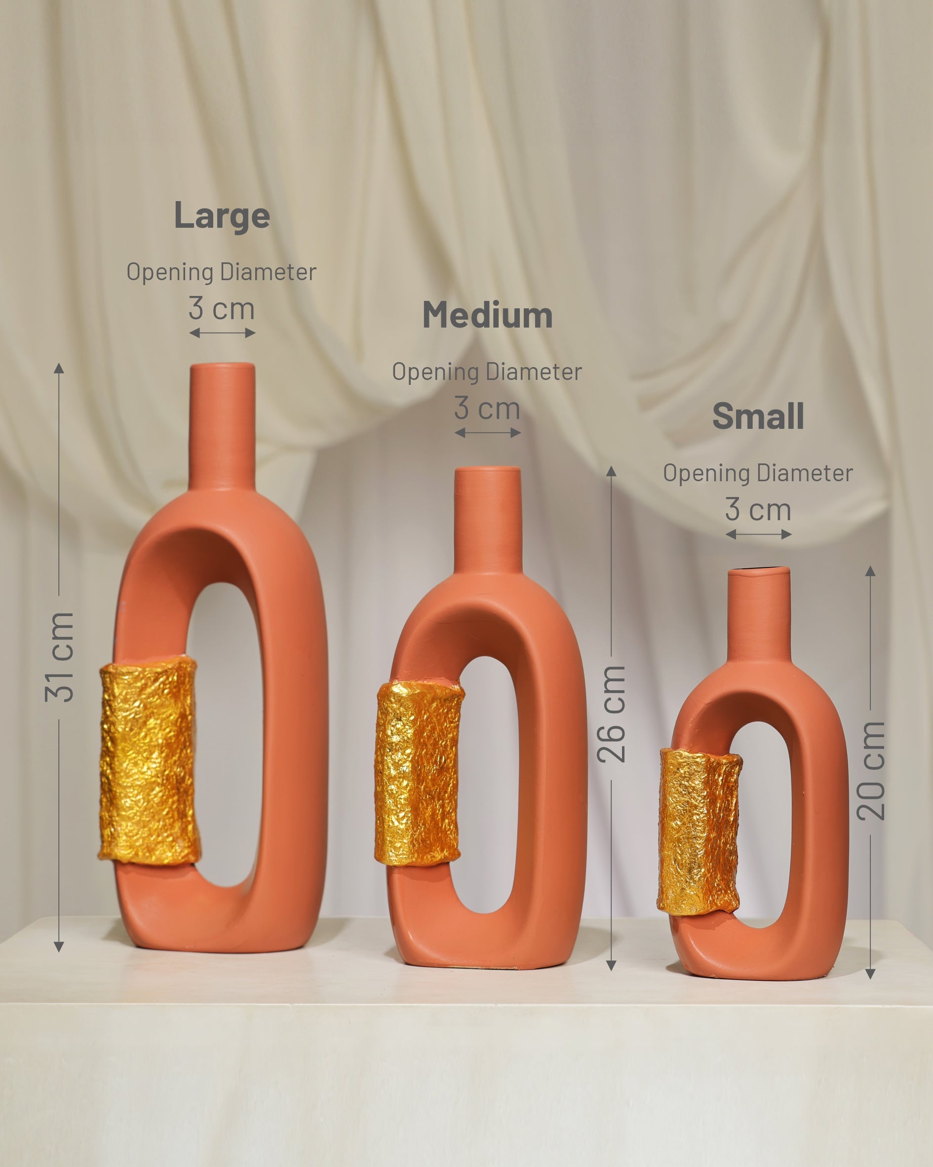 Sunset Gild – Set of 3 Boho Chic Home Décor Vases – PINK GAMLA