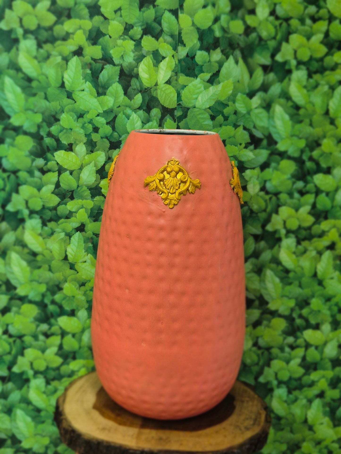Blush & Baroque: Ornate Coral Vase