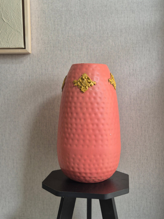 Blush & Baroque: Ornate Coral Vase