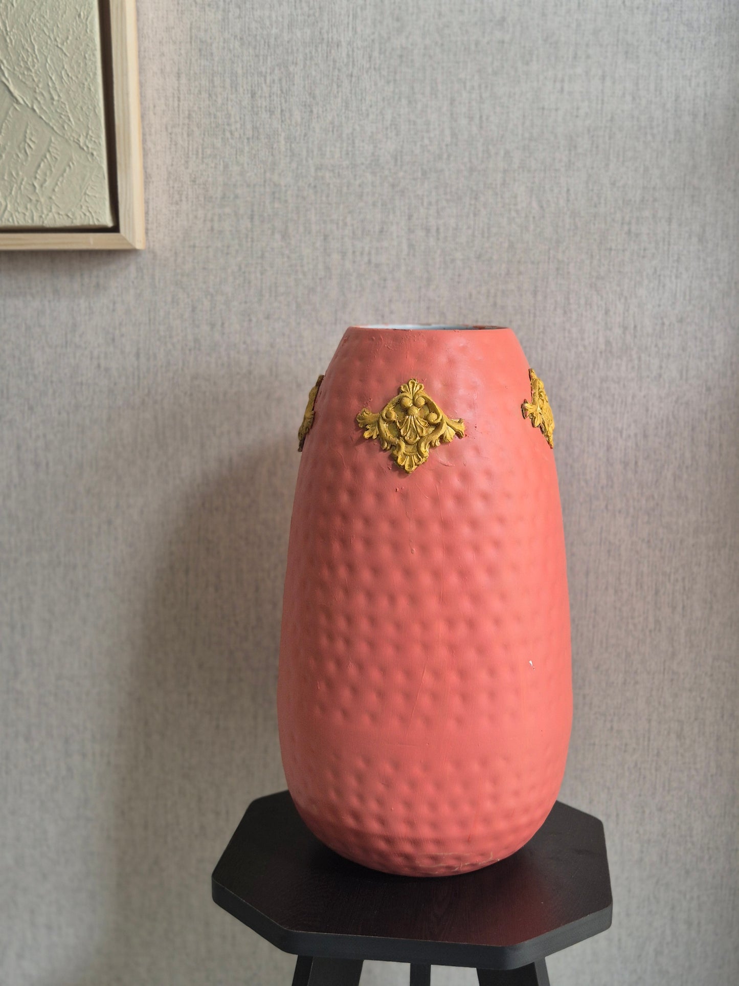 Blush & Baroque: Ornate Coral Vase