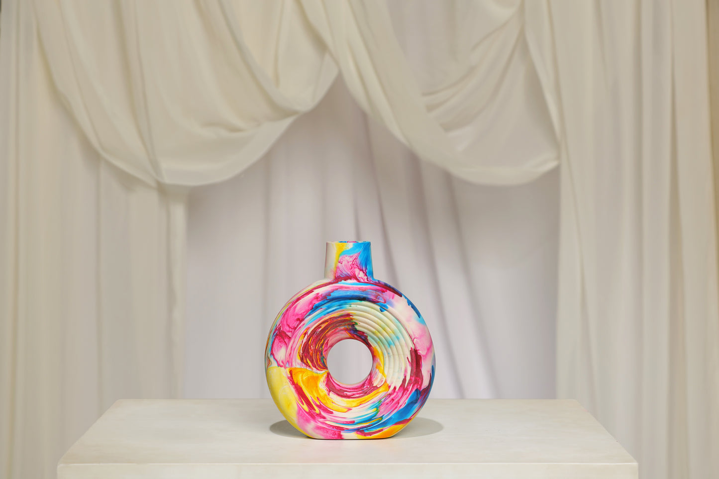 Aurora Swirl – Abstract Circular Sculpture for Home Décor