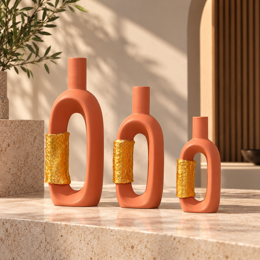 Sunset Gild – Set of 3  Boho Chic Home Décor Vases