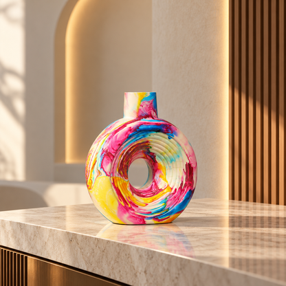 Aurora Swirl – Abstract Circular Sculpture for Home Décor